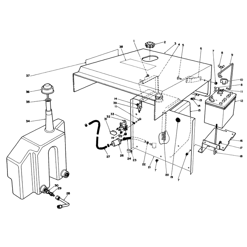 Hood Gas and Hydraulic Tank Assembly