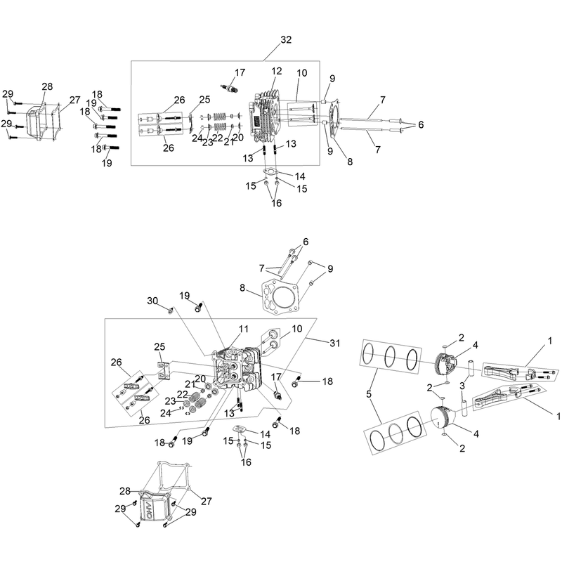 Piston and Cylinder Head Assembly