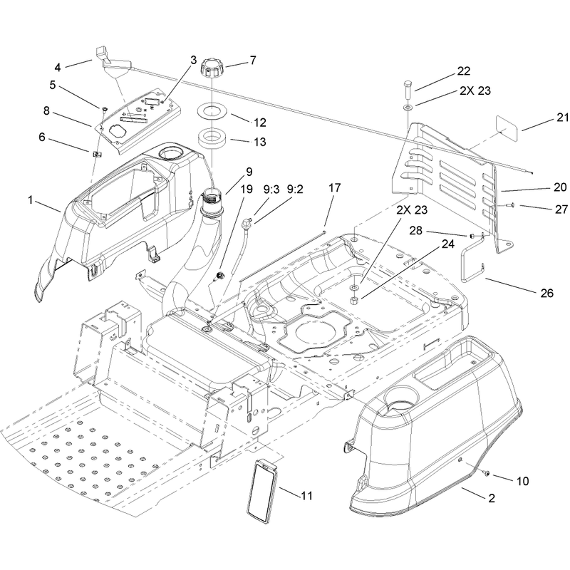 Styling and Fuel System Assembly