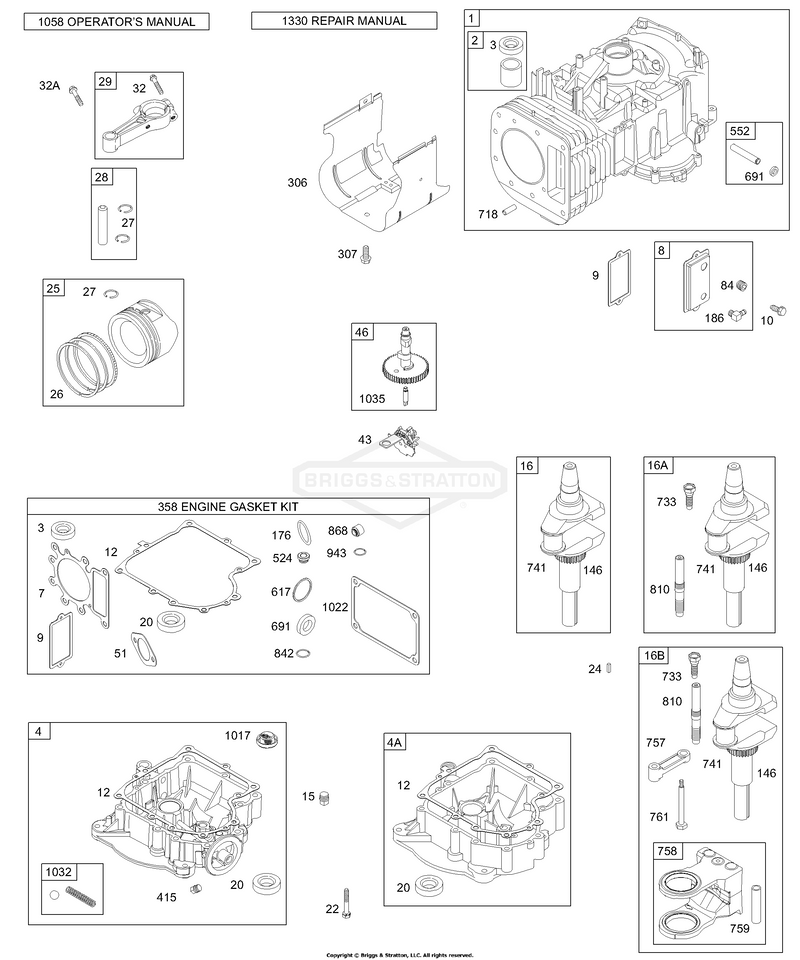 Crankshaft, Sump, Engine Gaskets, Cylinder, Piston/Rings, Camshaft