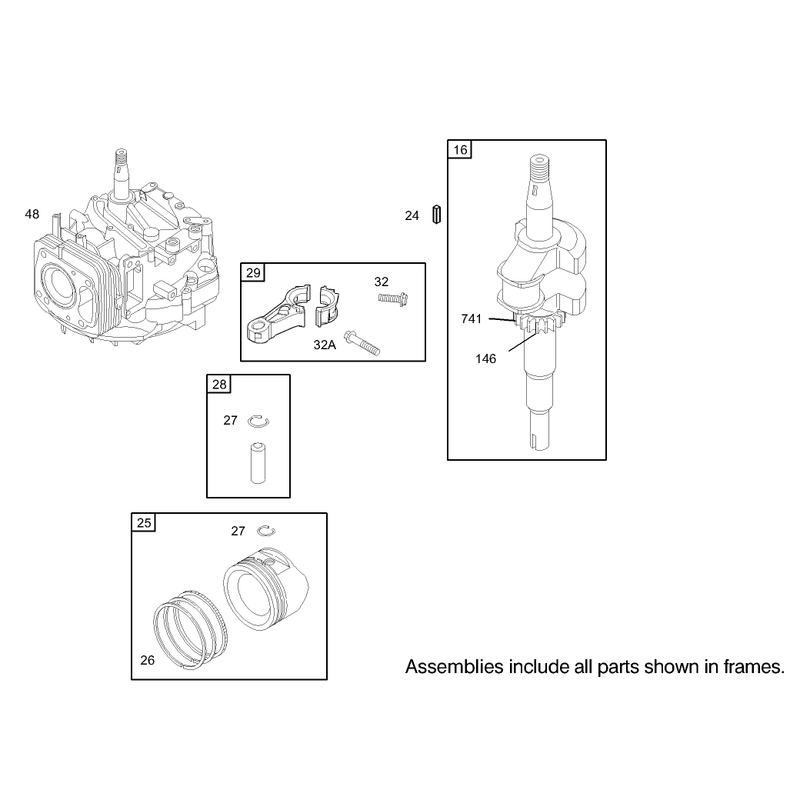 Crankshaft Assembly Briggs and Stratton Model 122607-0118-E1