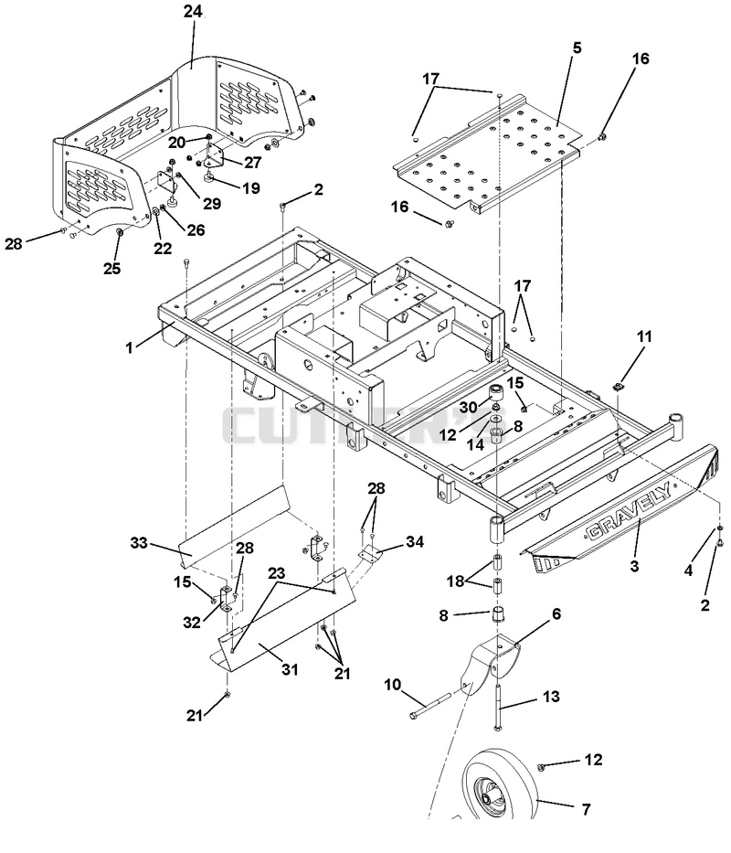 Frame, Hood, Footrest, Casters And Tires