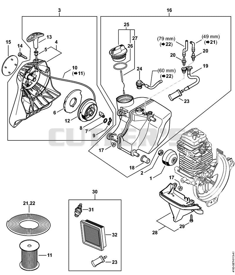 Rewind starter, Fuel tank