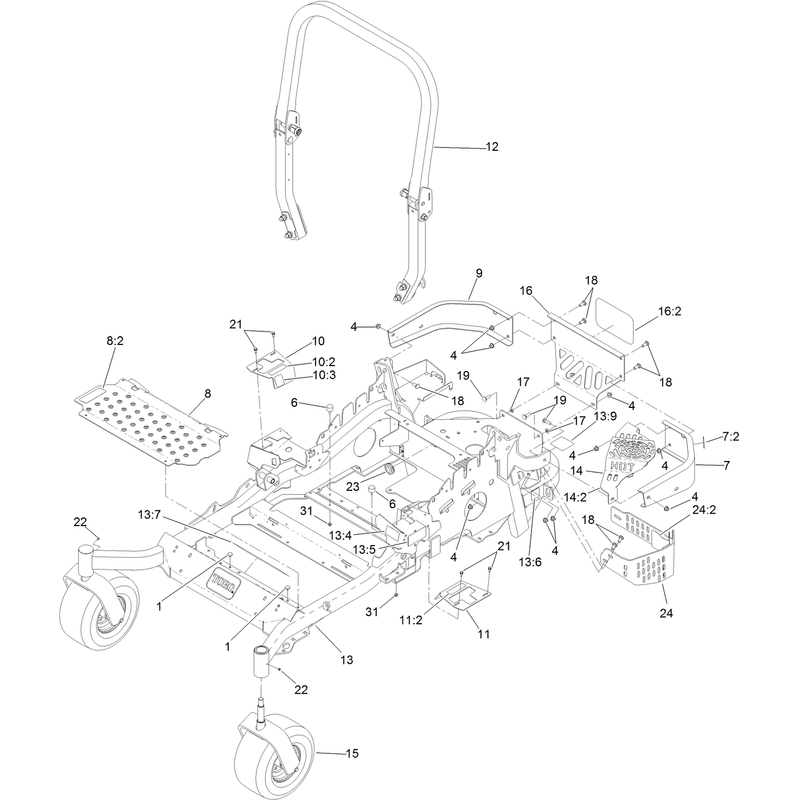 Frame and Caster Wheel Assembly