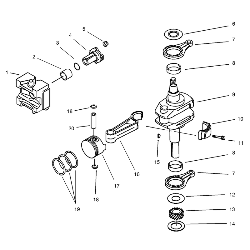 Piston and Crankshaft Assembly Kawasaki Model FB460V-LS08