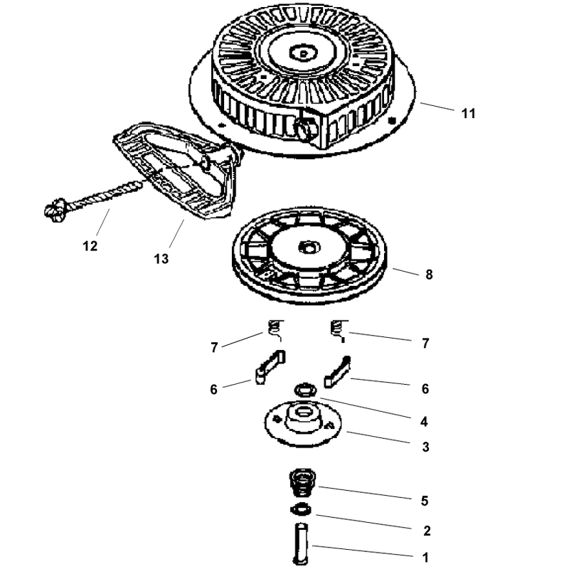 Rewind Starter Assembly No. 590733 (Optional)  Tecumseh HMSK-80 155672X