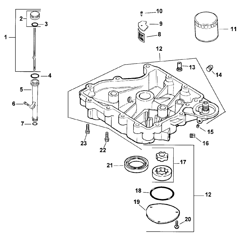 Oil Pan and Lubrication Assembly Kohler Model Cv15t-41604