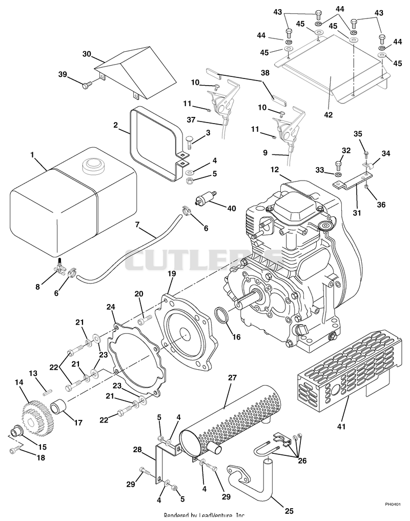 Fuel And Exhaust System - 13.5 HP Robin / 12.0 HP Kohler