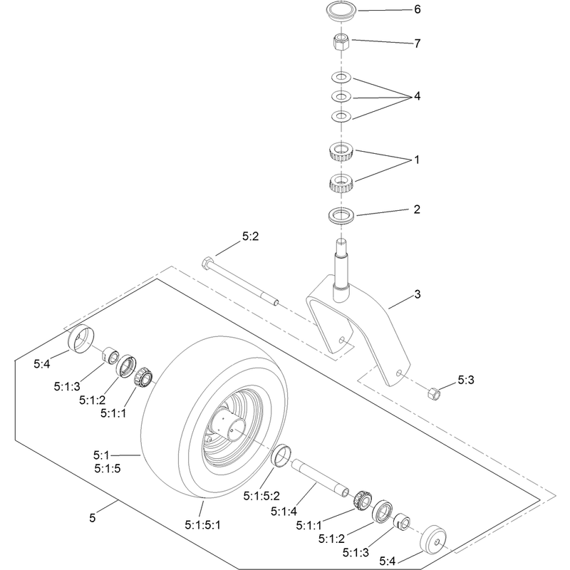 Caster Fork and Wheel Assembly