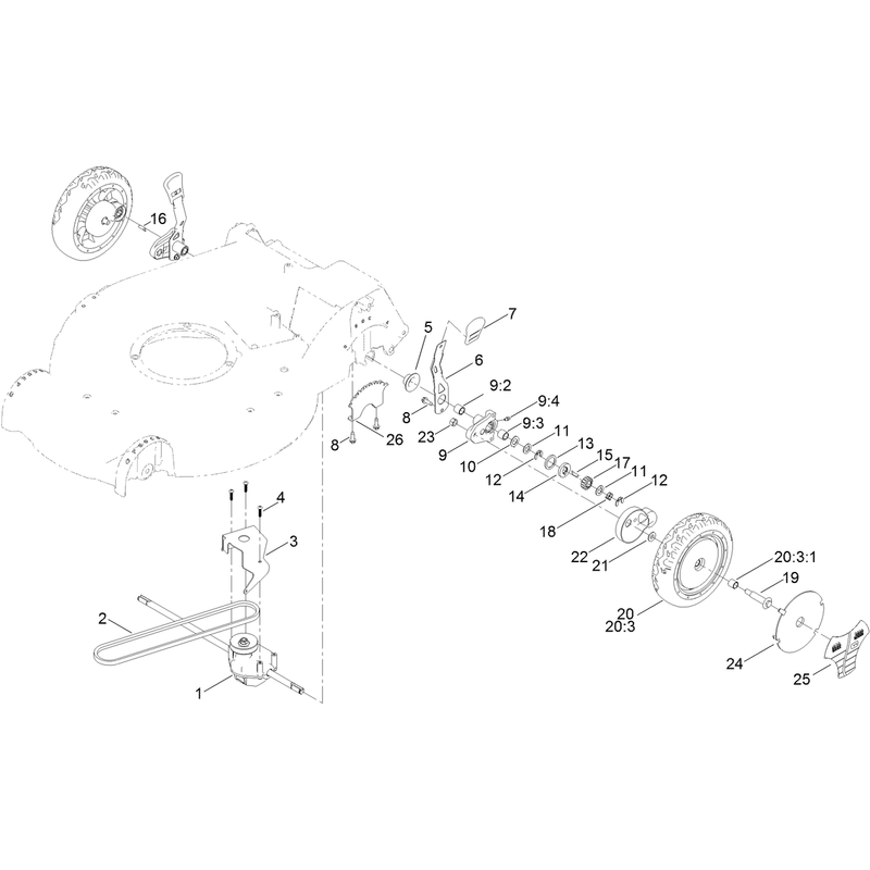 Rear Wheel and Height of Cut Assembly