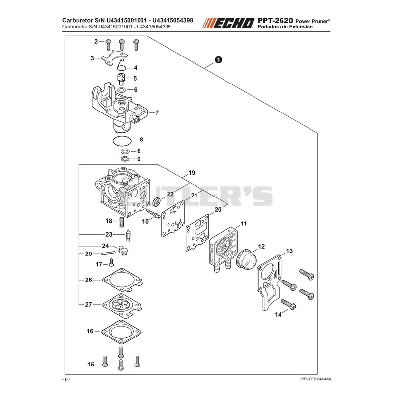 Carburetor S/N U43415001001 - U43415054398