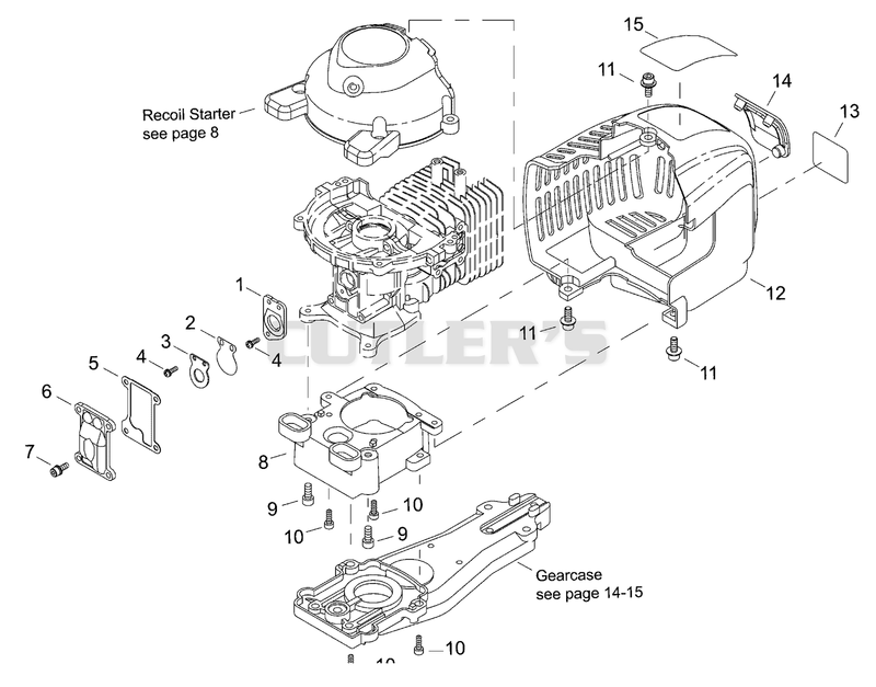 Engine Cover, Gearcase Adapter, Reed Valve