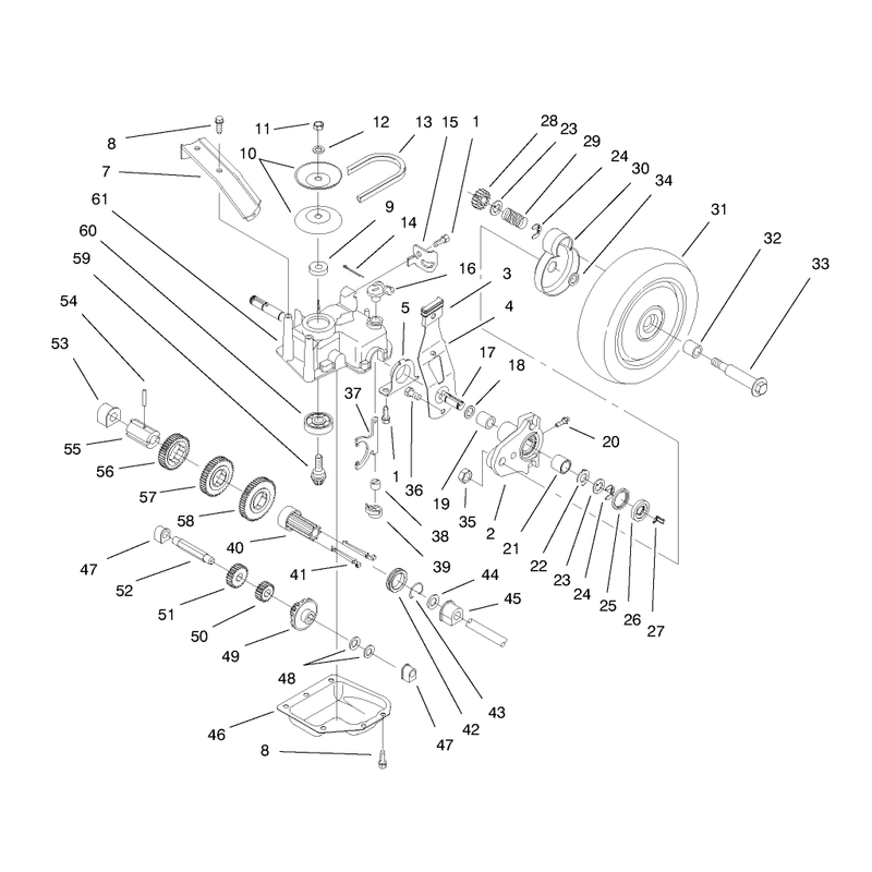 Deck Suspension & Gear Case Assembly