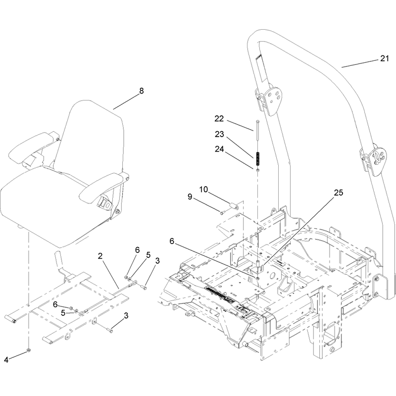 Seat and Roll Over Protection System Assembly