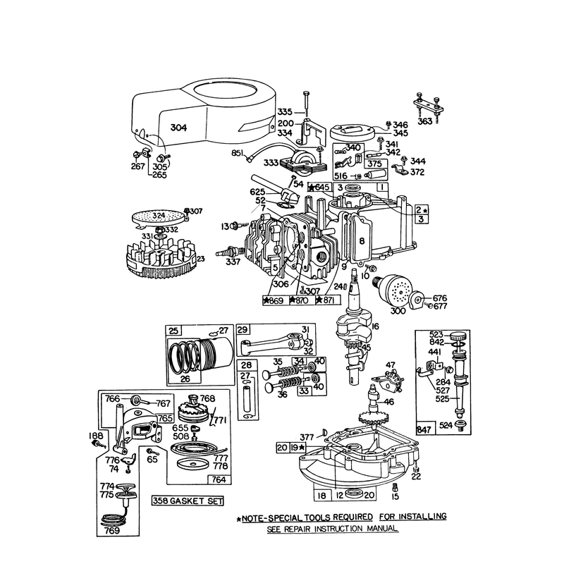 Engine Briggs and Stratton Model 92908-1931-02 for 21in Hand Propelled Model 16310
