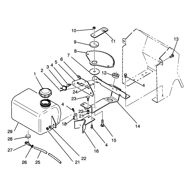 Fuel Tank and Steering Bracket Assembly