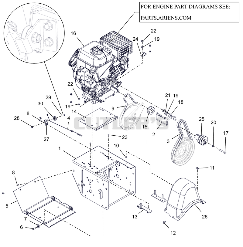 Engine Frame and Belt Drive - AX 291 CE