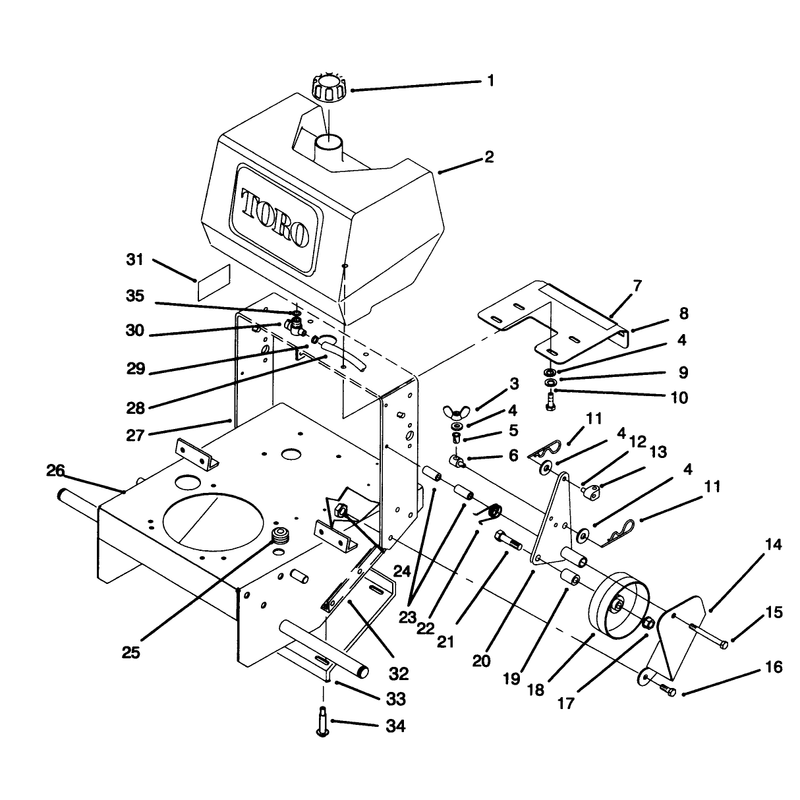 Frame Fuel Tank and Wheel Drive Idler