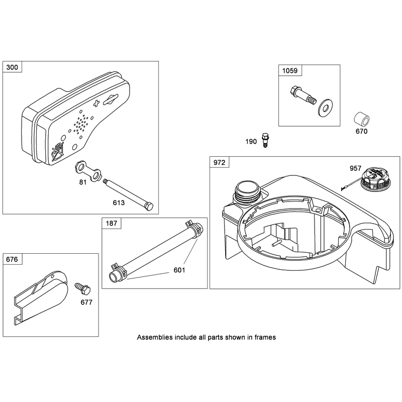 Muffler and Fuel Tank Assembly Briggs and Stratton 124T02-0215-B1