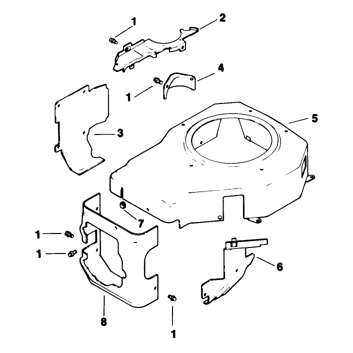 Blower Housing and Baffles Engine Kohler Model Cv125t Spec No 1254