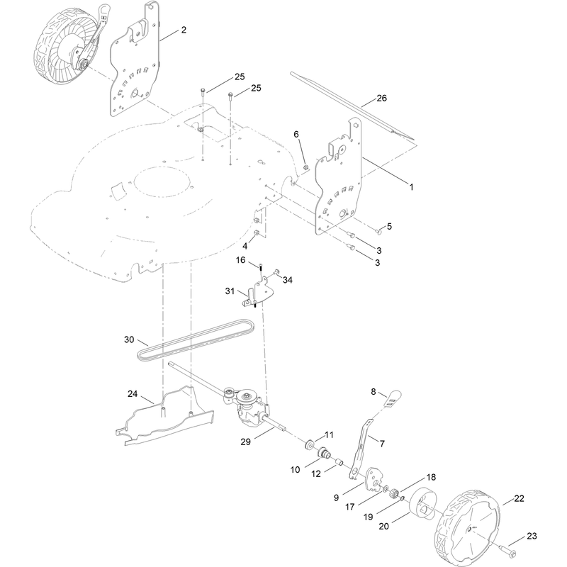 Rear Wheel and Height of Cut Assembly