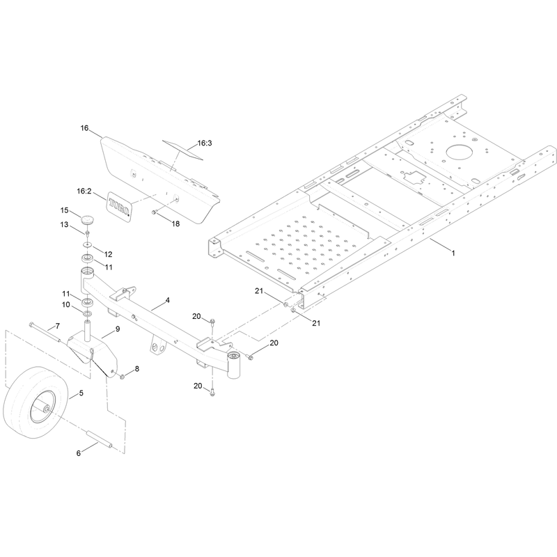 Frame, Front Axle and Caster Wheel Assembly