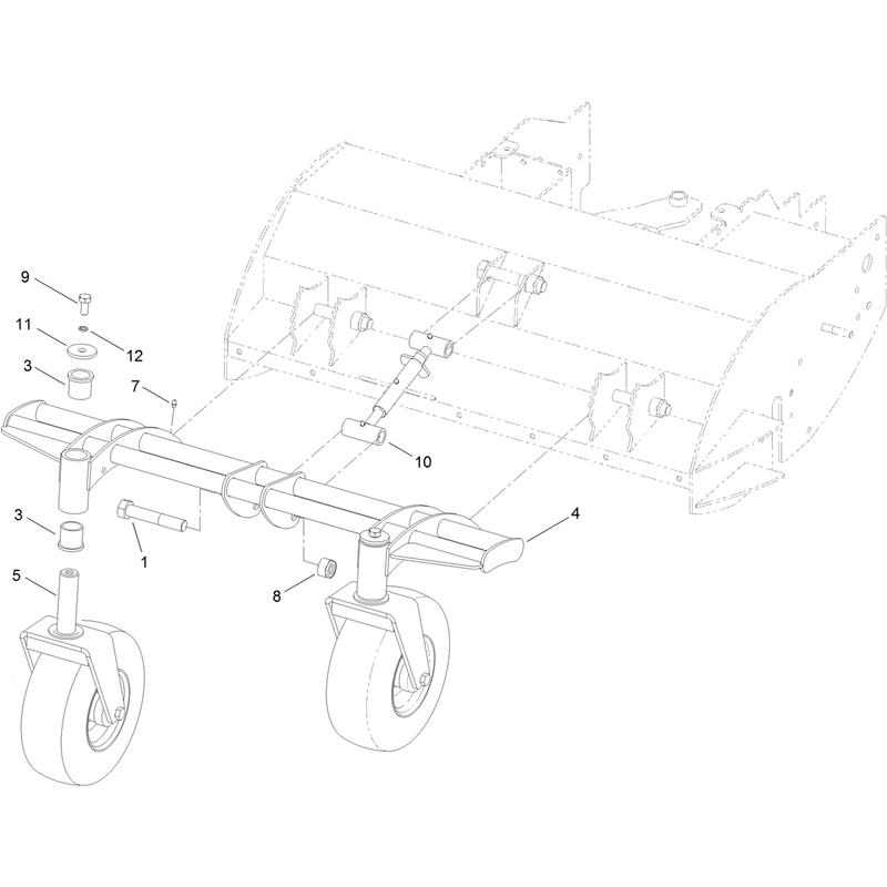 Caster Wheel and Carrier Assembly 36 Inch Flail Attachment