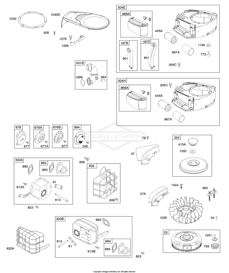 AIR CLEANER, BLOWER HOUSING, EXHAUST SYSTEM, FLYWHEEL