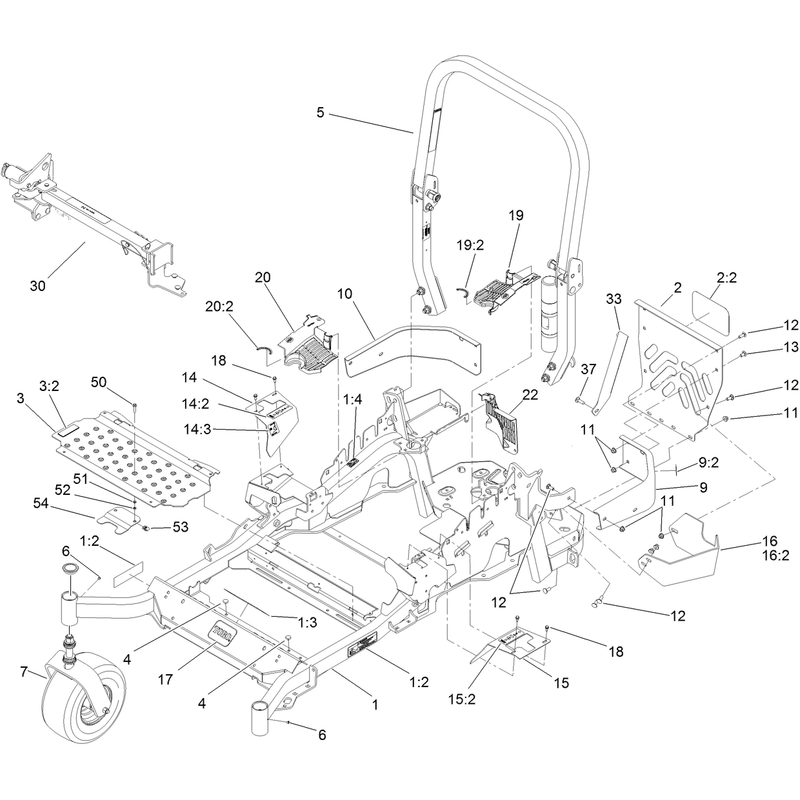 Front Frame, Caster Whee and Z Stand Assembly