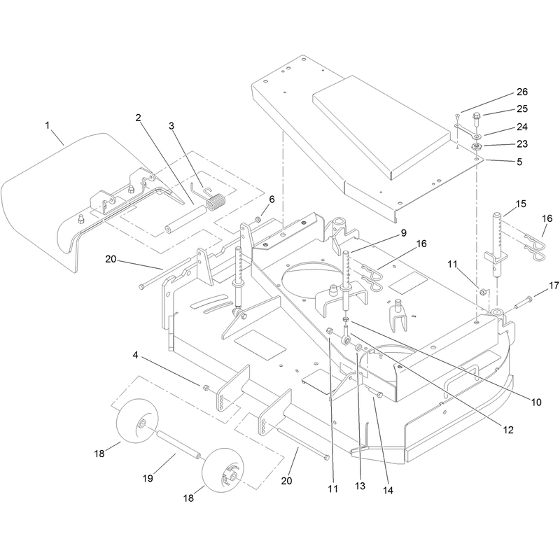 Deck Deflector Roller and Cover Assembly