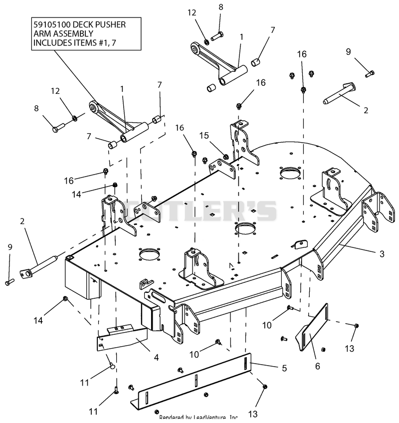Deck And Mounting Arms, 48" Deck