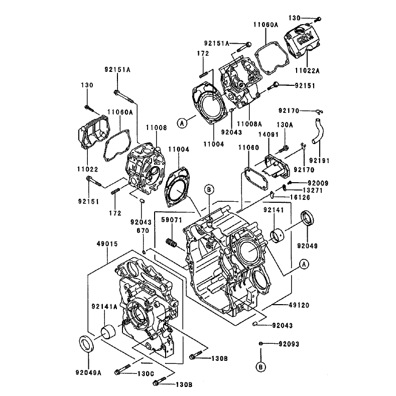 CylinderCrankcase Assembly Kawasaki FD750D-AS03
