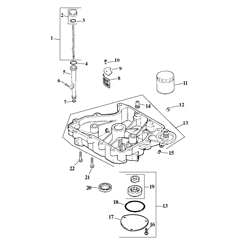 Oil Pan and Lubrication Assembly Kohler Model CV15T-41608
