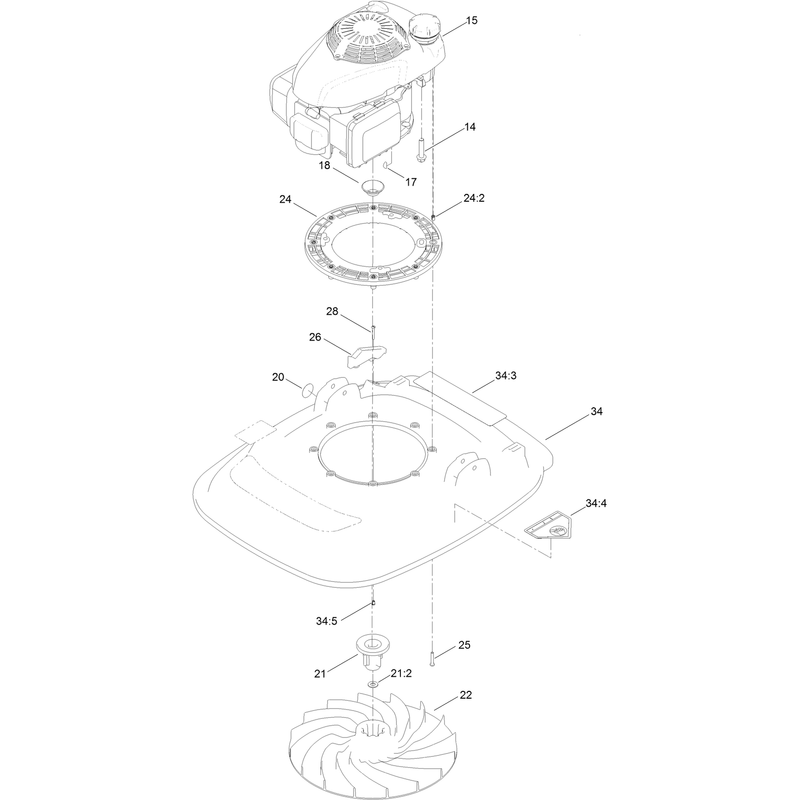 Engine and Impeller Assembly