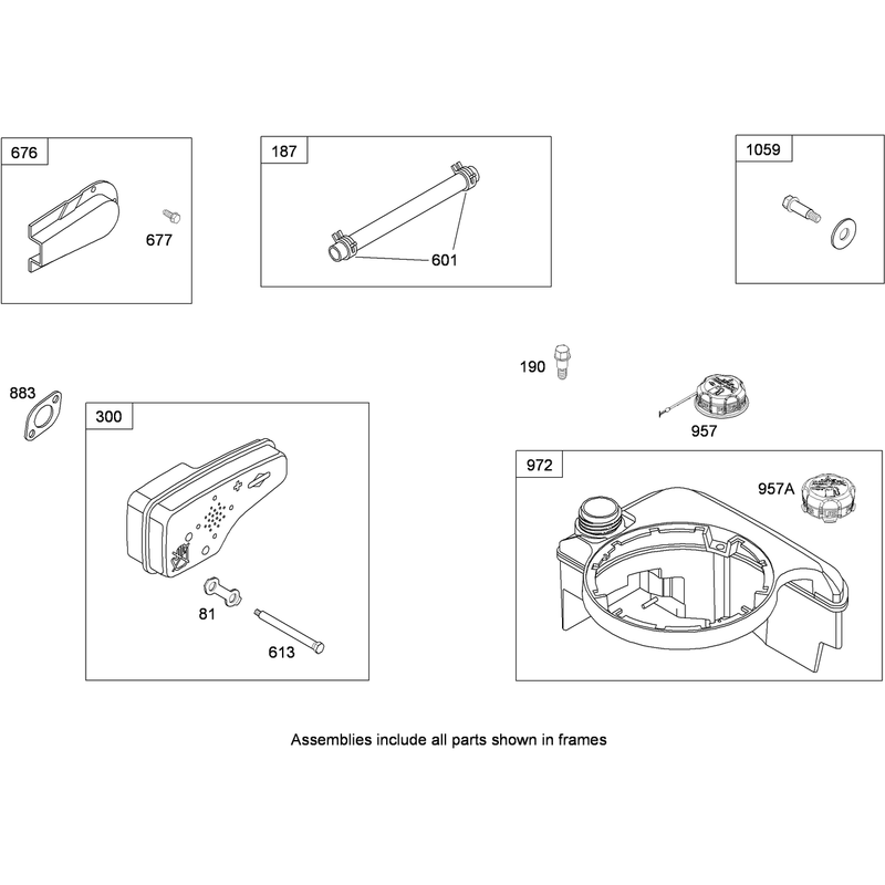 Muffler and Fuel Tank Assembly Briggs and Stratton 124T02-0206-B1
