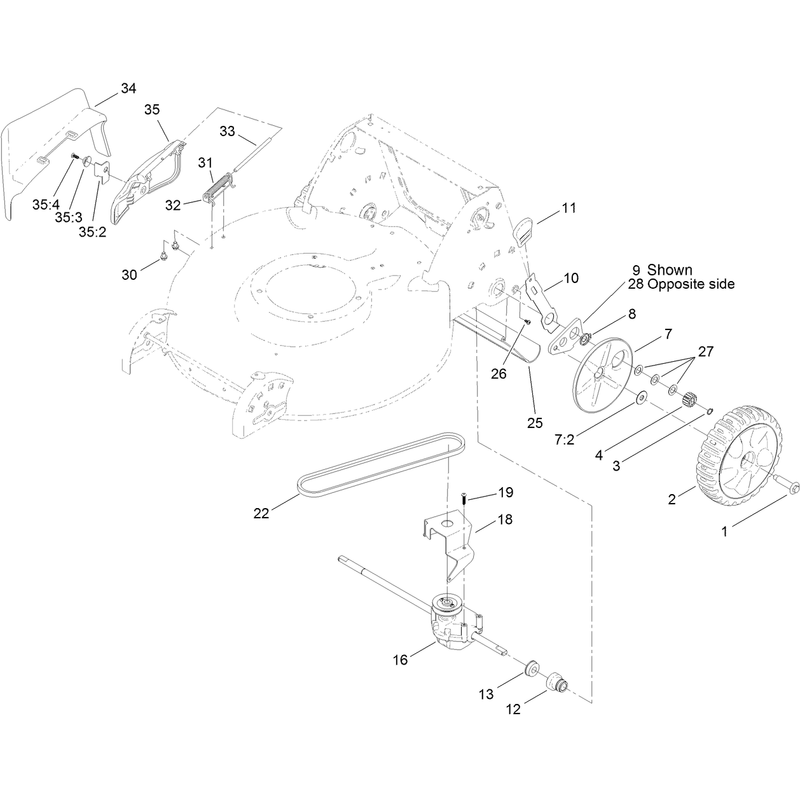 Side Discharge Door and Rear Wheel Assembly