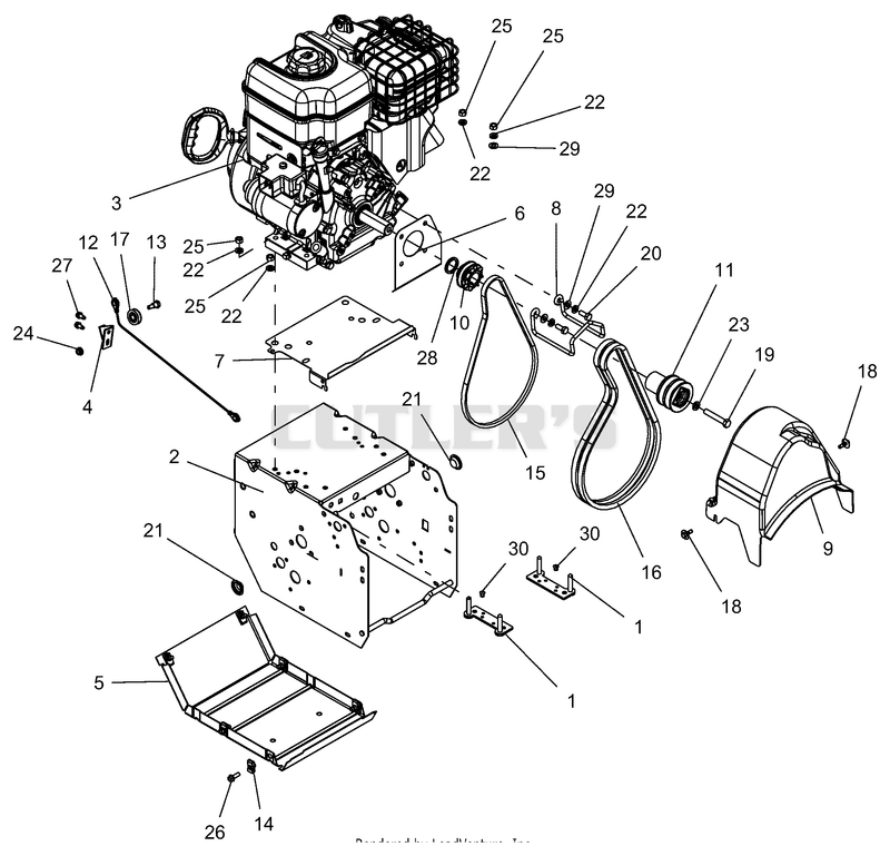 Engine, Frame And Belt Drive