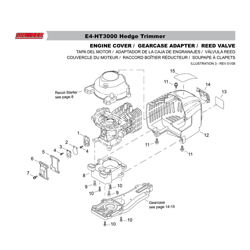 ENGINE COVER / GEARCASE ADAPTER / REED VALVE