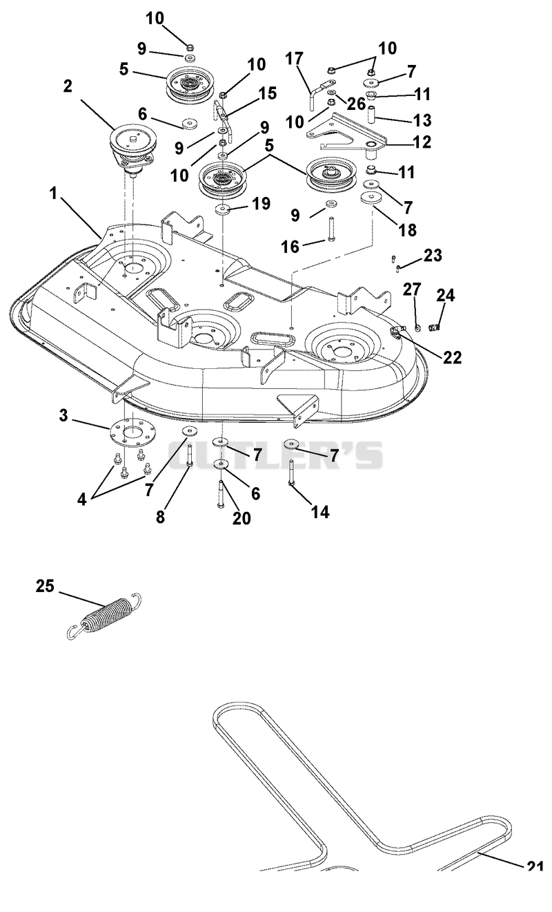Mower Deck, Belt And Idlers