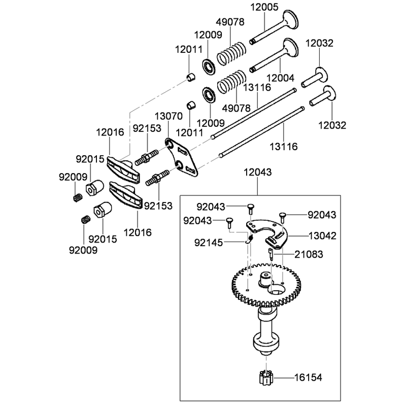Valve and Camshaft Assembly Kawasaki FJ180V-AS58