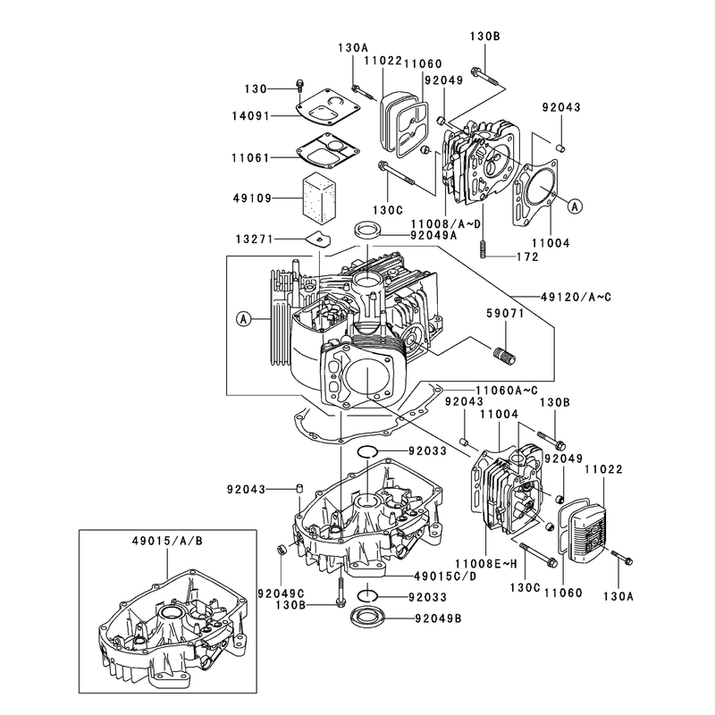 CylinderCrankcase Assembly Kawasaki FH500V-ES10