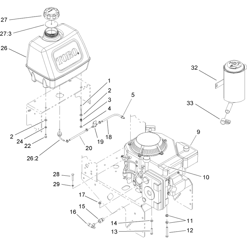 Engine and Fuel Tank Assembly