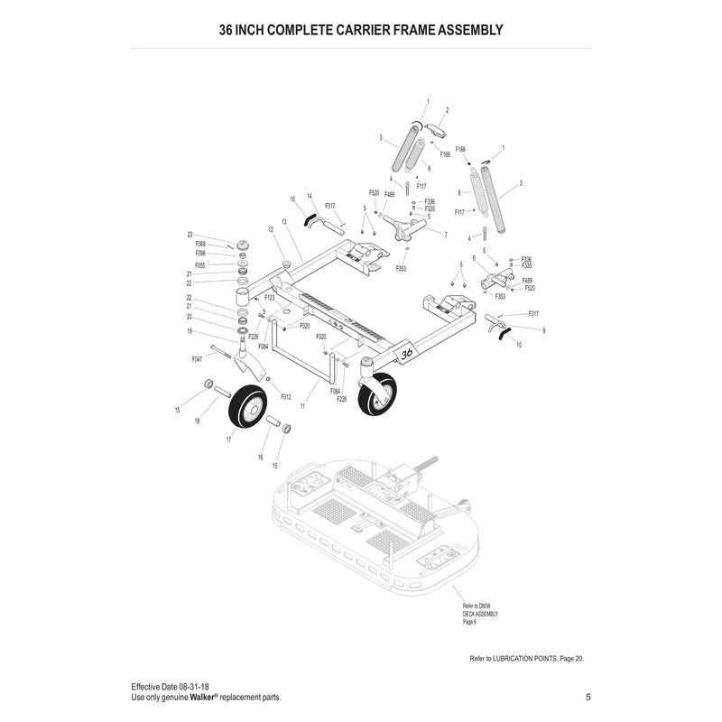 36 INCH COMPLETE CARRIER FRAME ASSEMBLY