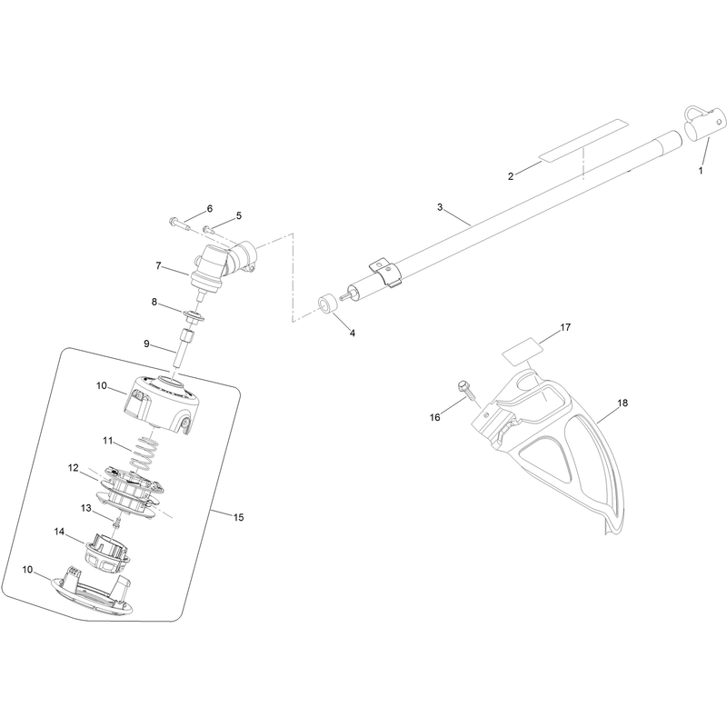 Trimmer Head, Shaft and Guard Assembly