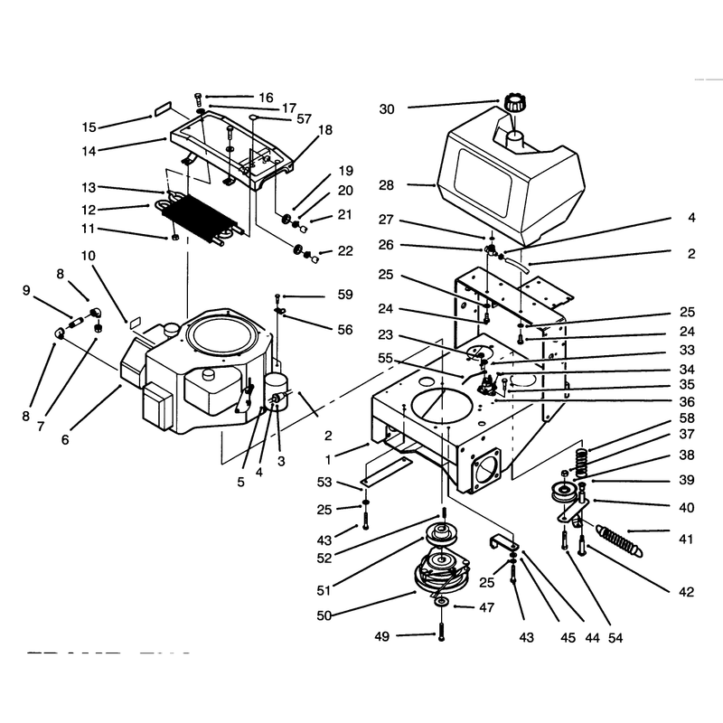 Frame Engine Fuel Tank Clutch and Cooler Ass Y