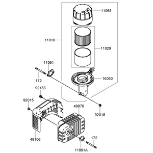 Air Filter and Muffler Assembly Kawasaki FJ180V-AS39