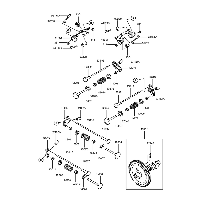 Valve and Camshaft Assembly Kawasaki FD750D-BS03