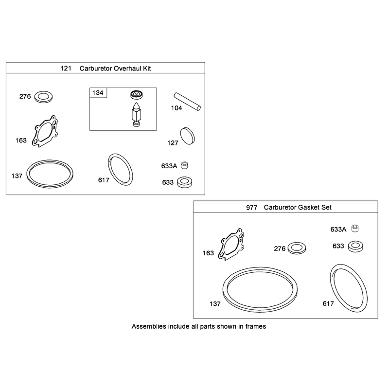 Carburetor Overhaul Kit Briggs and Stratton 126T05-0222-B1