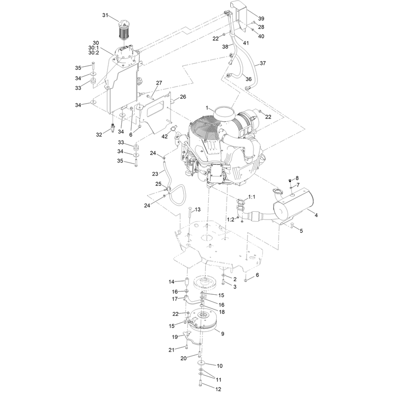 Engine and Muffler Assembly