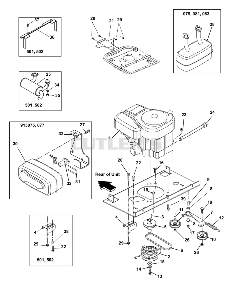 Engine, Exhaust, Belts And Idlers